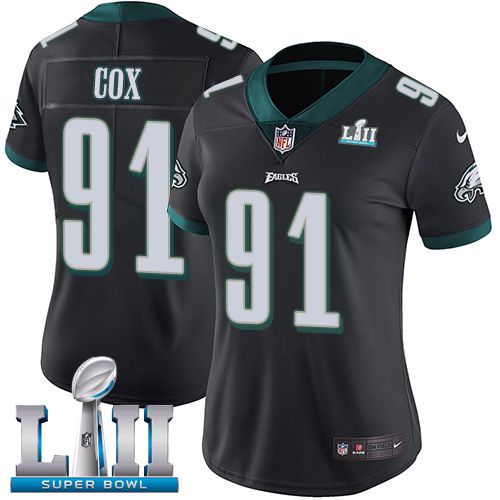 Women Philadelphia Eagles #91 Cox Black Limited 2018 Super Bowl NFL Jerseys->women nfl jersey->Women Jersey